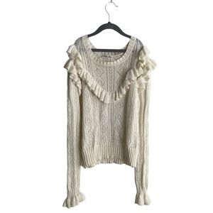 LoveShackFancy Cream Ruffle Sweater